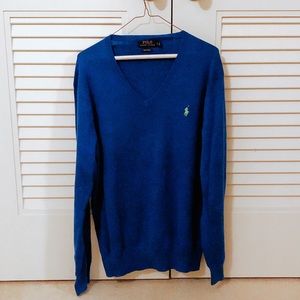 Ralph Lauren | blue v-neck sweater